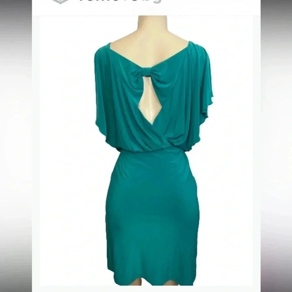 - JESSICA Simpson Dress Y2K blue green split short sleeve date night size small - Picture 3 of 9
